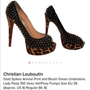 Christian Louboutin Lady Peep Spikes 150 Gold